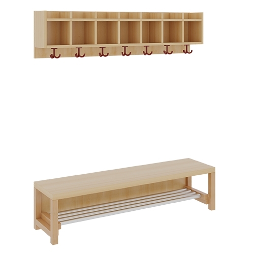 Komplettgarderobe ohne Stütze, 7 Plätze, B/H/T 140×130/158×35 cm (Ausführung wählen) Komplettgarderobe ohne Stütze, 7 Plätze, B/H/T 140×130/158×35 cm (Ausführung wählen)