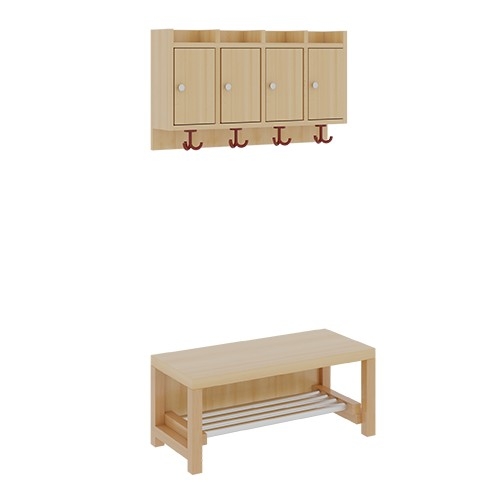 Komplettgarderobe ohne Stütze, 4 Plätze, B/H/T 80×158×35 cm (Ausführung wählen)