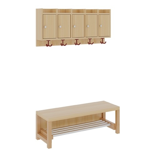 Komplettgarderobe ohne Stütze, 5 Plätze, B/H/T 100×158×35 cm (Ausführung wählen)