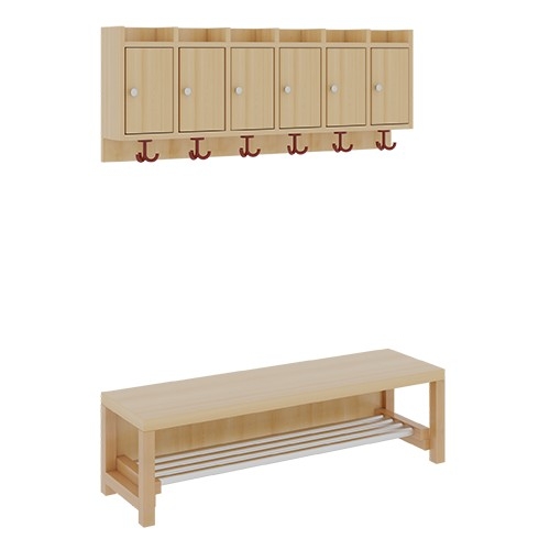 Komplettgarderobe ohne Stütze, 6 Plätze, B/H/T 120×158×35 cm (Ausführung wählen)