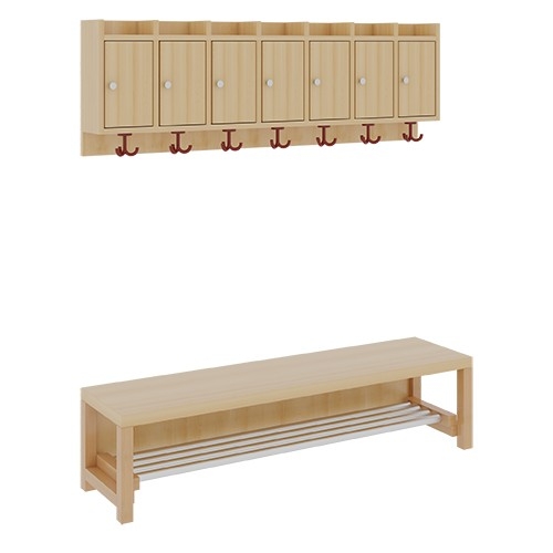 Komplettgarderobe ohne Stütze, 7 Plätze, B/H/T 140×158×35 cm (Ausführung wählen)