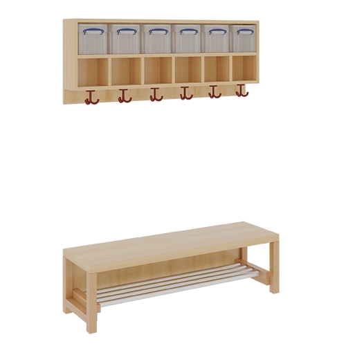 Komplettgarderobe ohne Stütze, 6 Plätze, B/H/T 120×158×35 cm (Ausführung wählen)