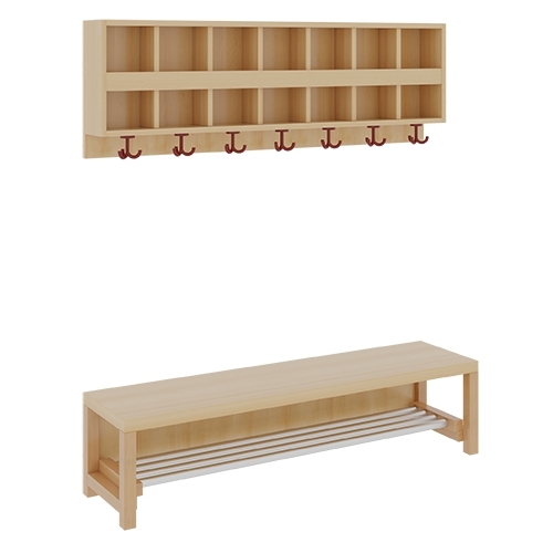 Komplettgarderobe ohne Stütze, 7 Plätze, B/H/T 140×158×35 cm (Ausführung wählen) Komplettgarderobe ohne Stütze, 7 Plätze, B/H/T 140×158×35 cm (Ausführung wählen)