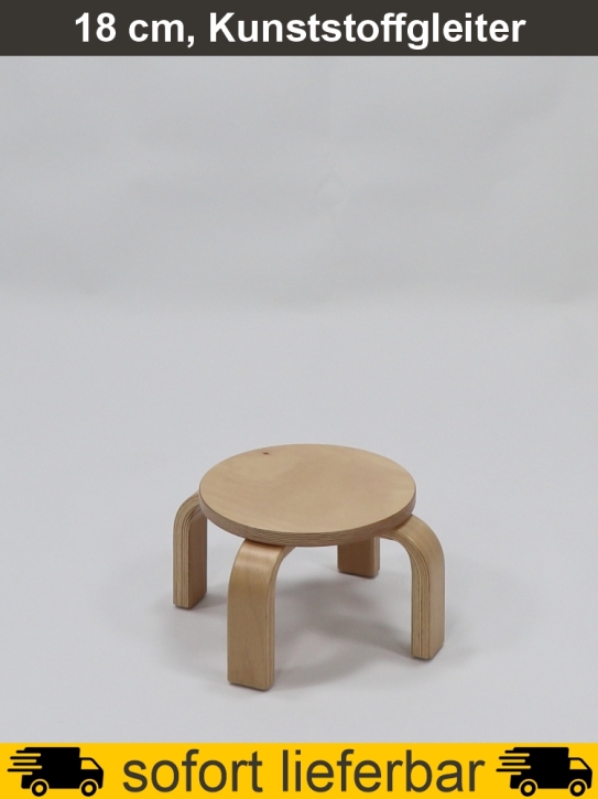 Stapelhocker Premium, Multiplex, Sitzhöhe 18 cm, -Ø 25 cm, Kunststoffgleiter