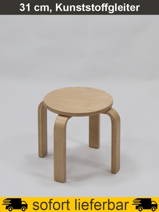 Stapelhocker Premium, Multiplex, Sitzhöhe 31 cm, -Ø 30 cm, Kunststoffgleiter