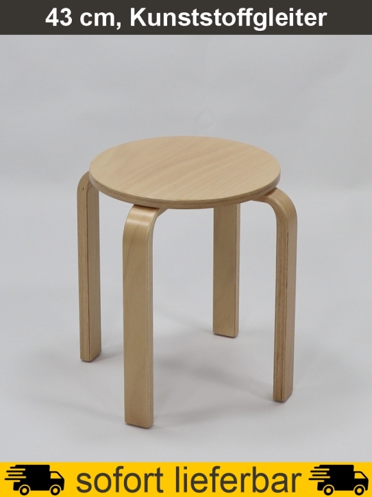 Stapelhocker Premium, Multiplex, Sitzhöhe 43 cm, -Ø 35 cm, Kunststoffgleiter