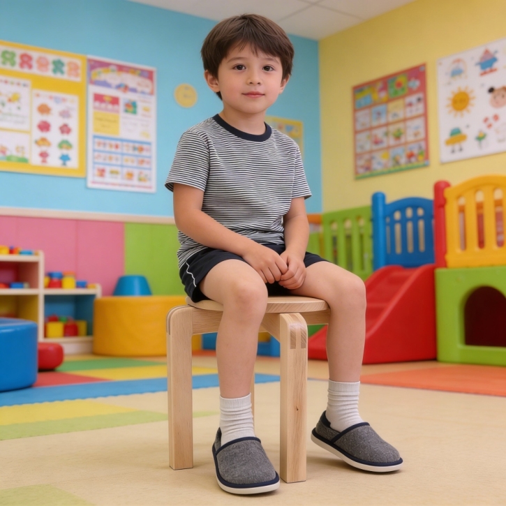 stapelbarer Rundhocker, Buche massiv