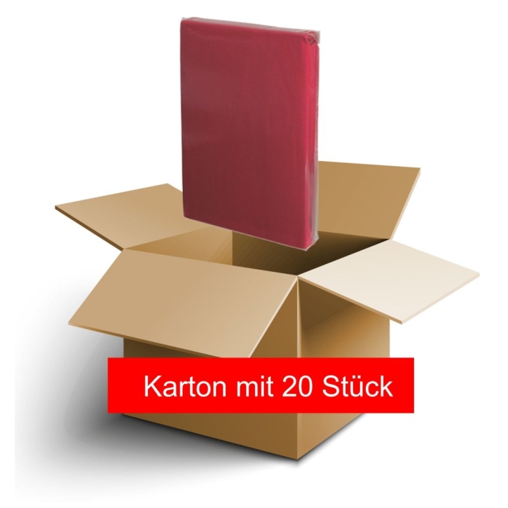 Karton mit 20 Spannbettlaken aus Baumwolle, Universalgröße 60x120 bis 70x140 cm, Farbe 12002 rot