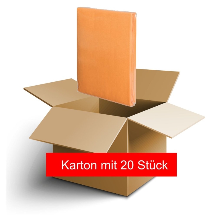 Karton mit 20 Spannbettlaken aus Baumwolle, Universalgröße 60x120 bis 70x140 cm, Farbe 12003 orange