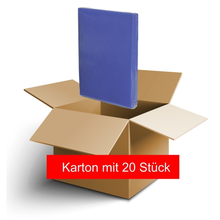 Karton mit 20 Spannbettlaken aus Baumwolle, Universalgröße 60x120 bis 70x140 cm, Farbe 12007 royalblau