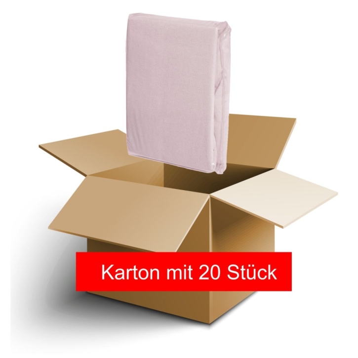 Karton mit 20 Spannbettlaken aus Baumwolle, Universalgröße 60x120 bis 70x140 cm, Farbe 12013 pink