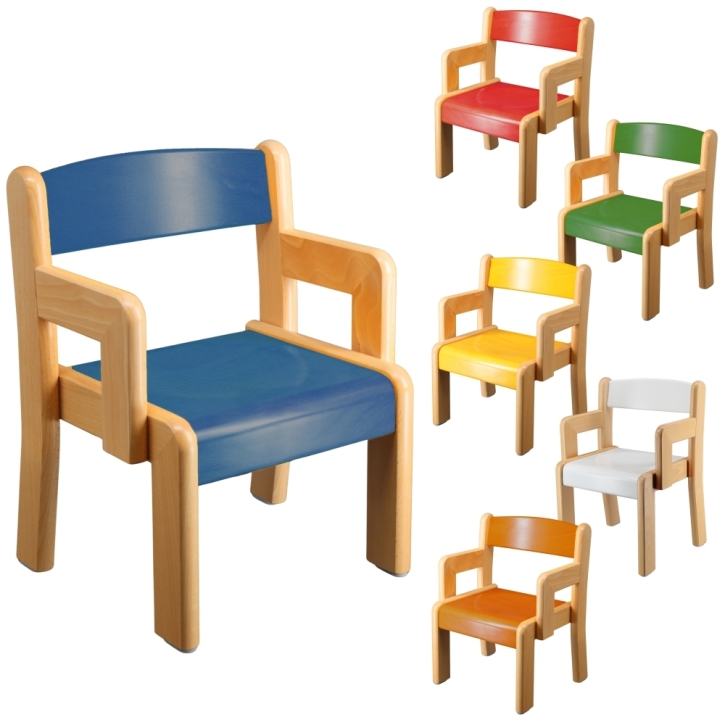 Stuhl Finn mit Armlehnen Typ 2, mit farbiger Sitzfläche und Rückenlehne