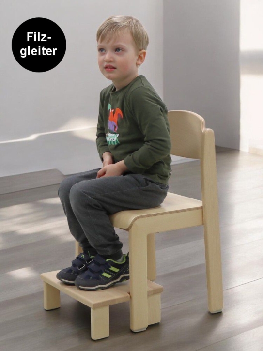 Stapelstuhl Phil mit Fußbank, Sitzhöhe 35 cm, Filzgleiter
