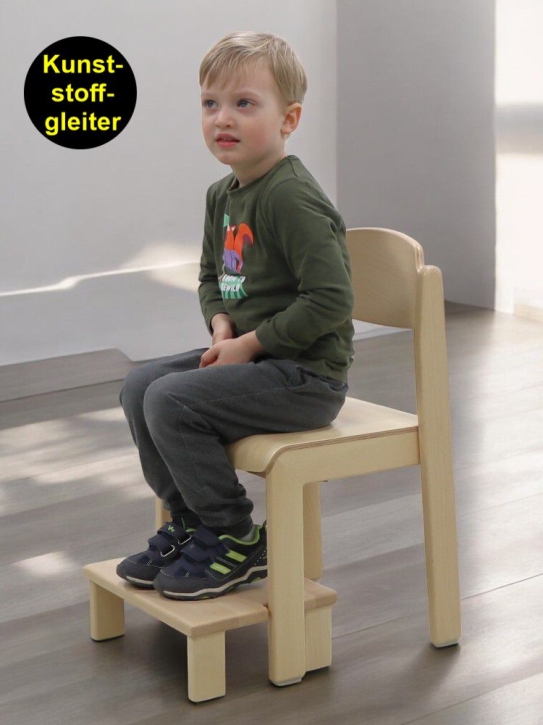 Stapelstuhl PHIL mit Fußbank, Sitzhöhe 35 cm, Kunststoffgleiter