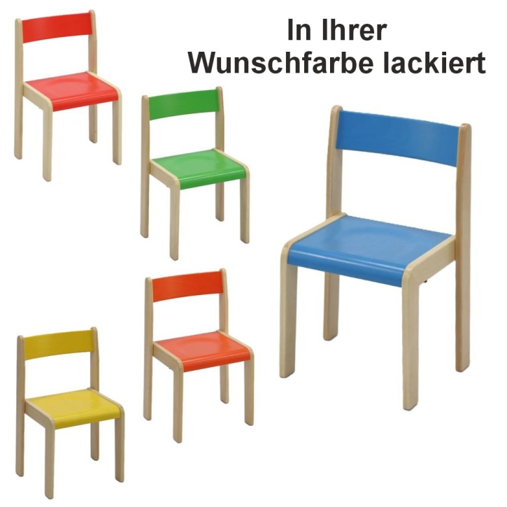 Stuhl Tim mit farbiger Rückenlehne und Sitzfläche in Wunschfarbe