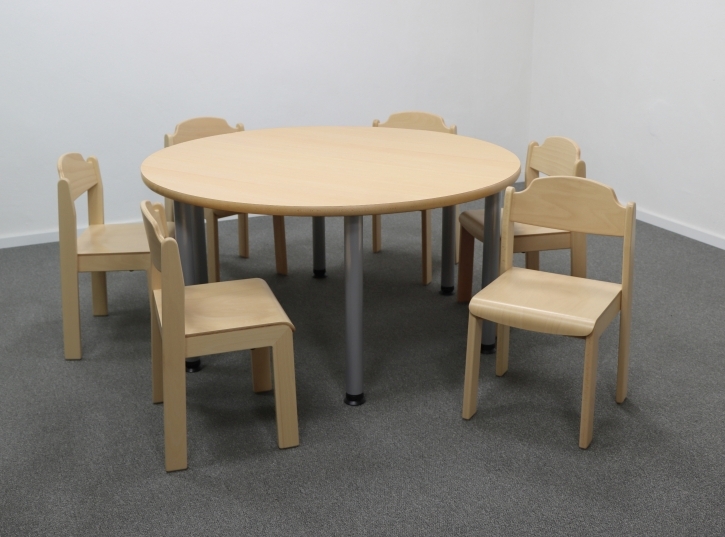 Zargenloser Rundtisch Ø120 cm, höhenverstellbar, optional mobil