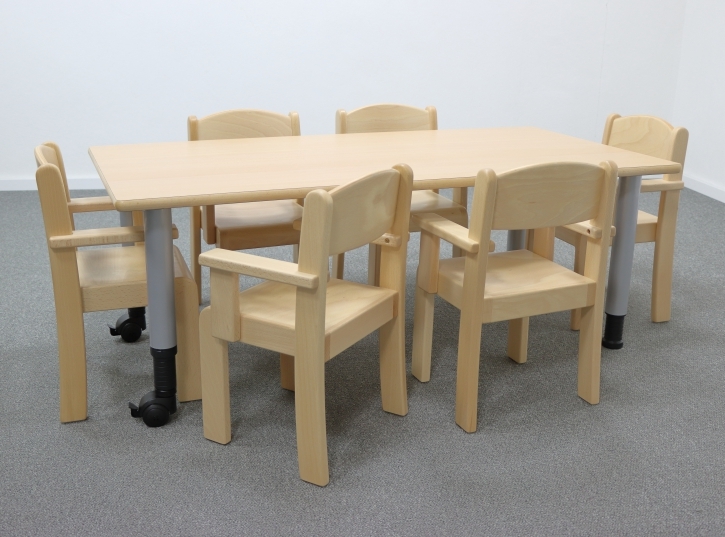 Zargenloser Rechtecktisch 120x60 cm, höhenverstellbar, optional mobil