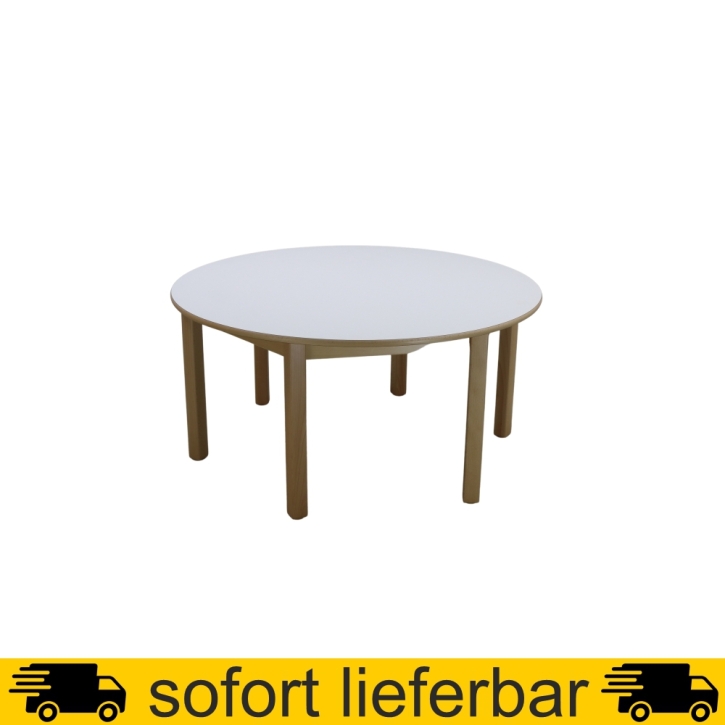 Rund-Tisch Ø 120 cm, Tischplatte HPL WEISS