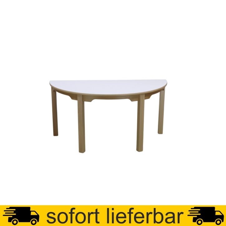 Halbrund-Tisch 120x60 cm, Tischplatte HPL WEISS