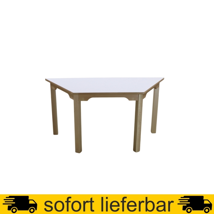Trapez-Tisch 120x60x60 cm, Tischplatte HPL WEISS