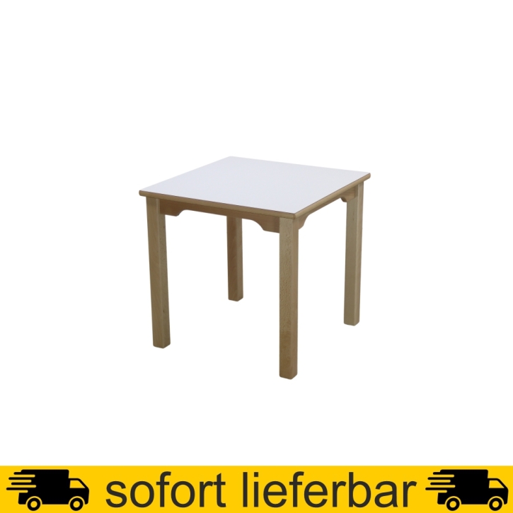 Quadrat-Tisch 60×60 cm, Tischplatte HPL WEISS