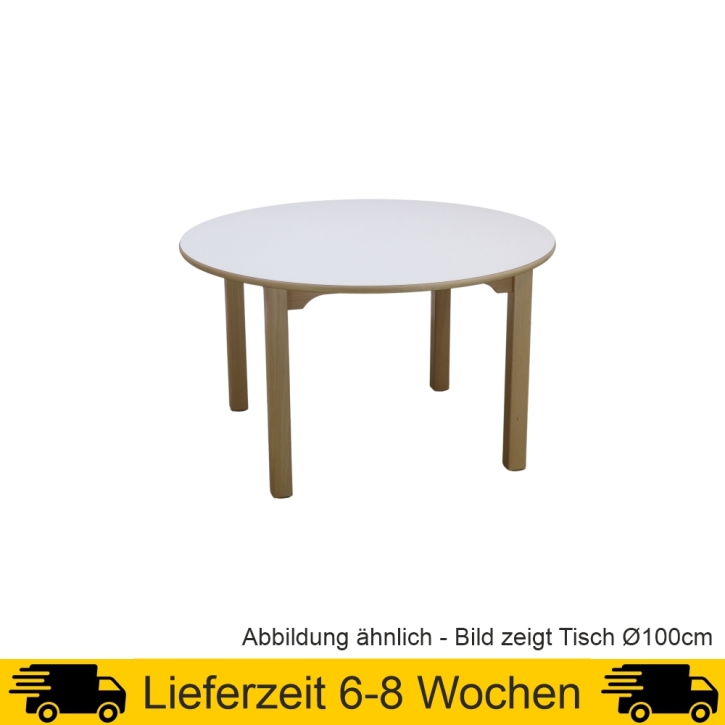 Rund-Tisch Ø 80 cm, Tischplatte HPL WEISS