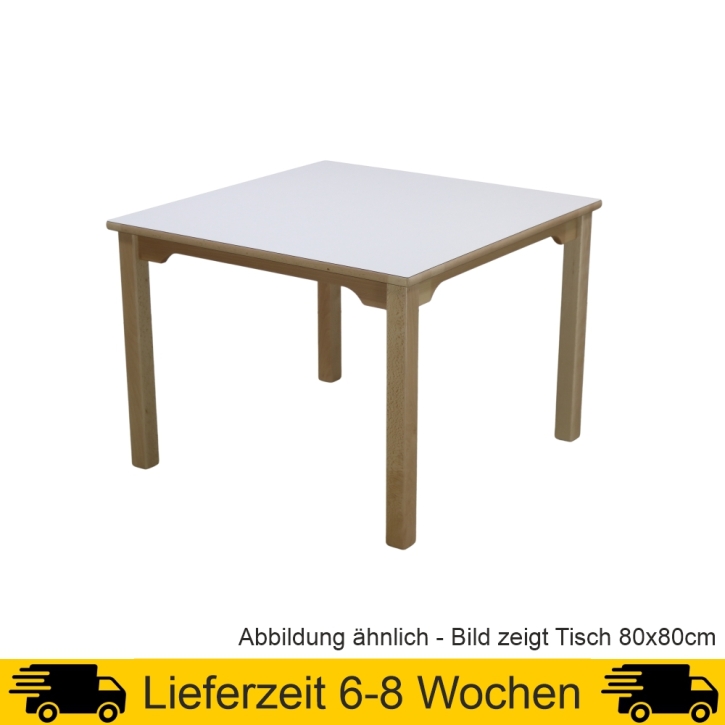 Rechteck-Tisch 80x60 cm, Tischplatte HPL WEISS