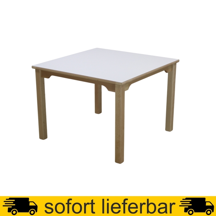 Quadrat-Tisch 80x80 cm, Tischplatte HPL WEISS