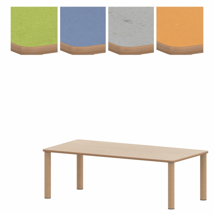 Zargenloser Rechtecktisch 120x60 cm, Holzbeine