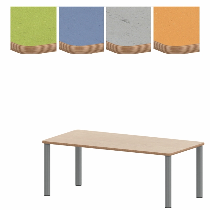 Zargenloser Rechtecktisch 120x80 cm, Metallbeine