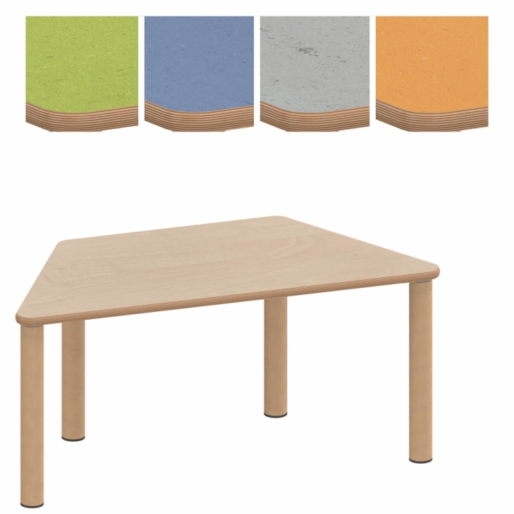 Zargenloser Trapeztisch 120x60x60 cm, Holzbeine