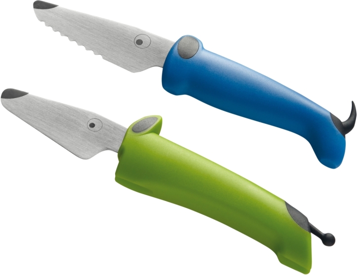 kinderkitchen® Messer Hund, 2er-Set, Blau/Grün