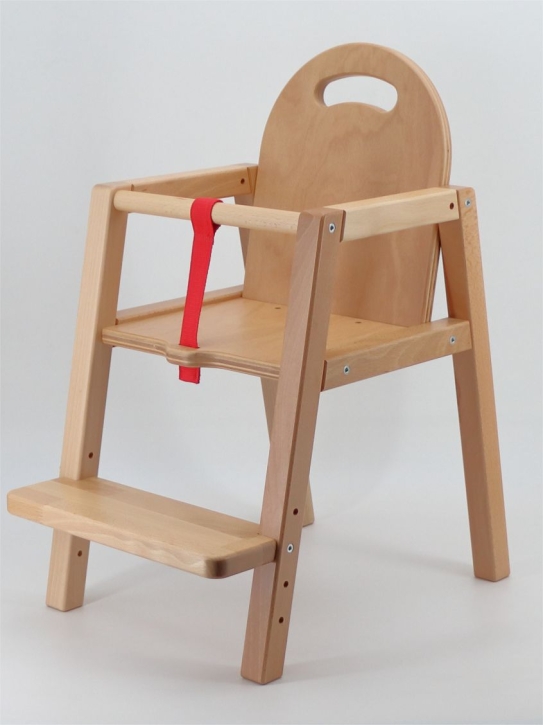 Krippenhochstuhl Henry mit FIlz- oder Kunststoffgleiter, für Tischhöhe 58 oder 59 cm, inkl. Sicherheitsgurt