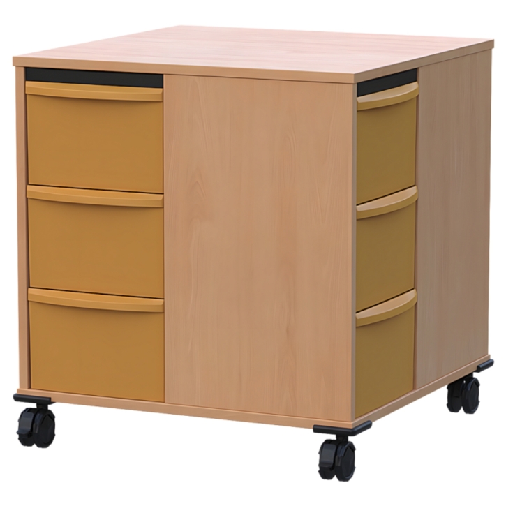 Materialcontainer Quadrix Tower, fahrbar, mit 12 hohen Kunststoffschüben, 70 x 75 x 70 cm (BxHxT)