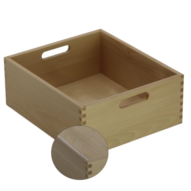 Materialkasten aus Buche Massivholz, Größe "groß", mit Filzschonboden, ohne Sichtfenster