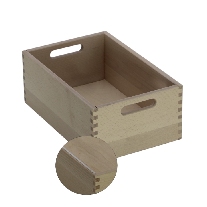 Materialkasten aus Buche Massivholz, Größe "mittel", mit Filzschonboden, ohne Sichtfenster