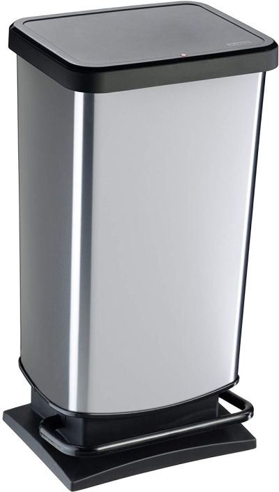 Treteimer PASO mit Deckel, Silber-Metallic, 40 Liter, L/B/H 35,3 x 29,5 x 67,6 cm