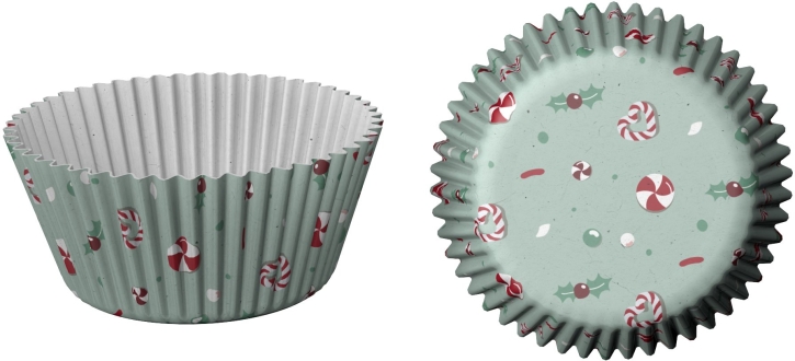 Muffin Backpapierförmchen Candies Weihnachten, 50 Stk., Ø 50/70x30 mm