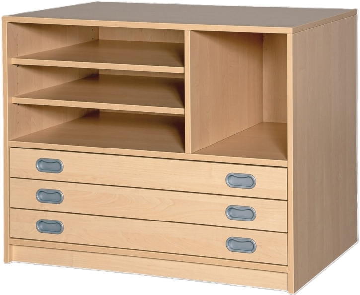 Papierschrank mit 3 Auszügen, 102 x 80 x 60 cm