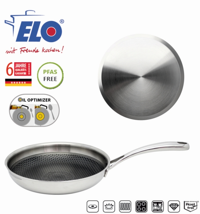 Pfanne ELO Relief Evolution mit ELODUR® Select Antihaftversiegelung, Edelstahl, ØxH 24 x 5 cm