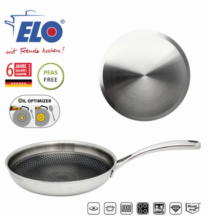 Pfanne ELO Relief Evolution mit ELODUR® Select Antihaftversiegelung, Edelstahl, ØxH 28 x 5,5 cm
