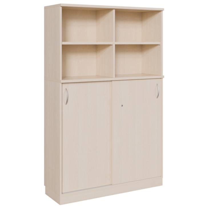 Schiebetürenschrank, oben Regal mit einem Boden, Breite 120 cm, 5 Ordnerhöhen, HxT 190 x 42 cm