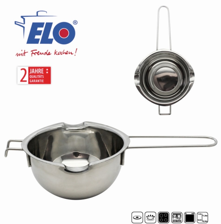 Schmelztopf ELO Basic, ØxH 12,5 x 6,5 cm, 0,6 Liter, Edelstahl