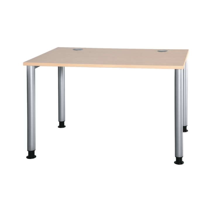 Schreibtisch mit Kabeldurchlässen und Kabelclips, manuell höhenverstellbar (72-86 cm)