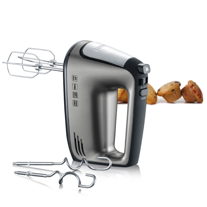 Severin Handmixer, 400 W, mit Soft-Touch Griff, grau-metallic / schwarz