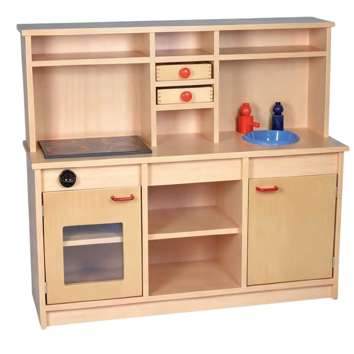 Spielküchenzeile in Buche, 107 x 96 x 36 cm (BxHxT)
