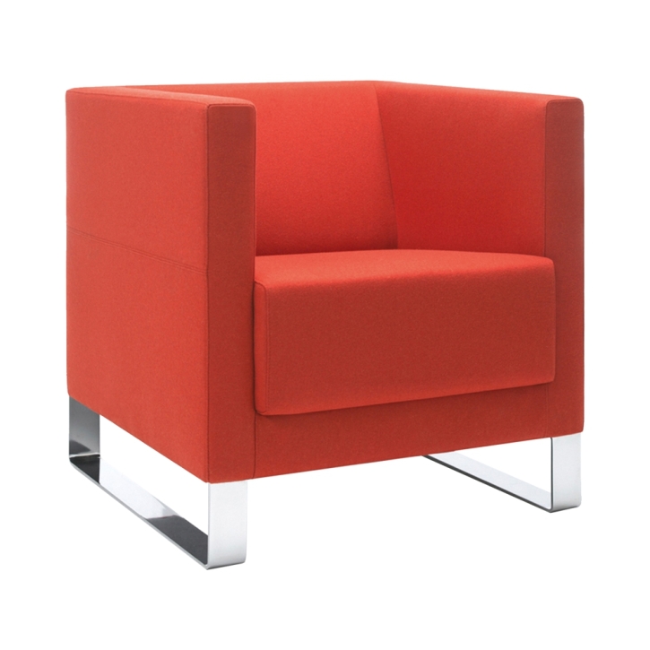 SIT!Box - 1er Sessel mit Armlehne, Kufengestell in chrom, 70 x 71 x 68 cm, Stoffbezug