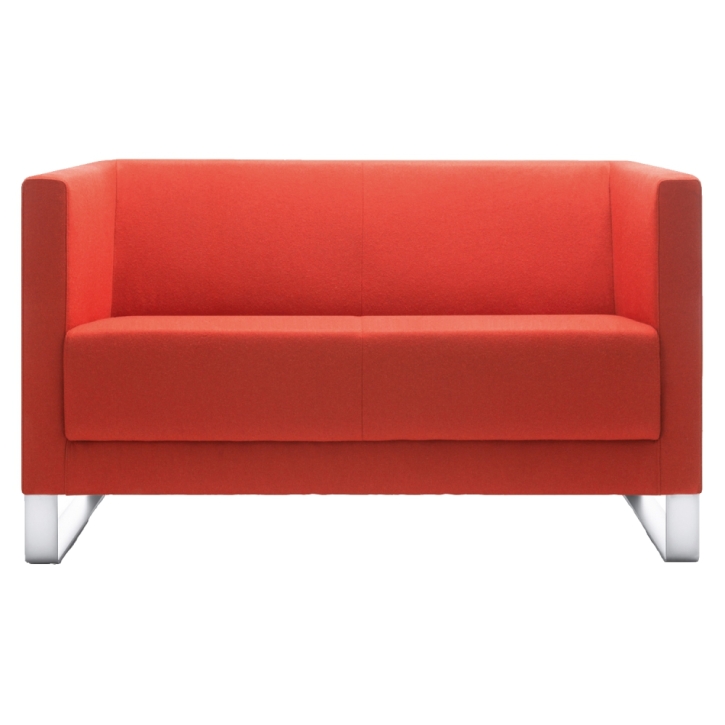 SIT!Box Kunstlederbezug - 2er Sofa mit Armlehne, Kufengestell in chrom, B/H/T: 123x71x68 cm, Sitzhöhe: 44 cm