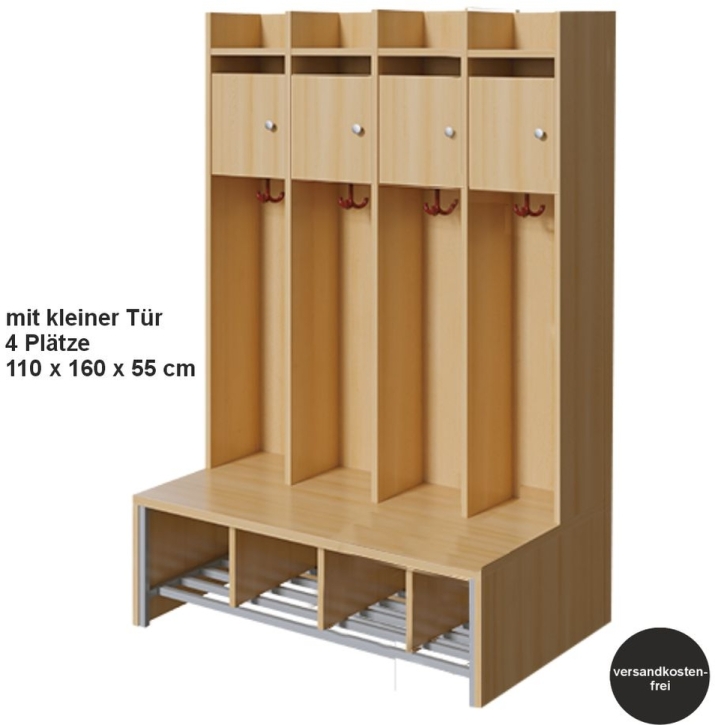 Spindgarderobe, mit kleiner Tür, 4 Plätze, B/H/T 110 x 160 x 55 cm