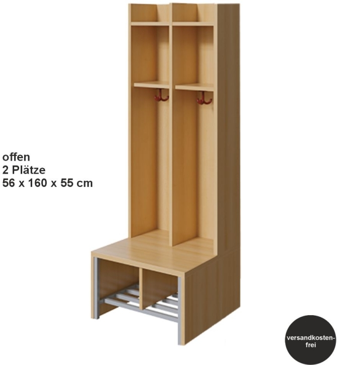 Spindgarderobe, offen, 2 Plätze, B/H/T 56 x 160 x 55 cm